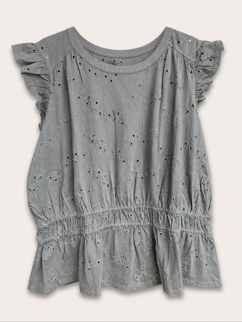 NWT J.Jill Eyelet Sleeveless Peplum Top Dusty Olive 3X